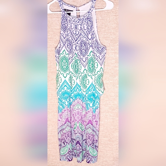 new directions Dresses & Skirts - New Directions Asymmetrical Dress - Blue, Green, Purple Size 14
